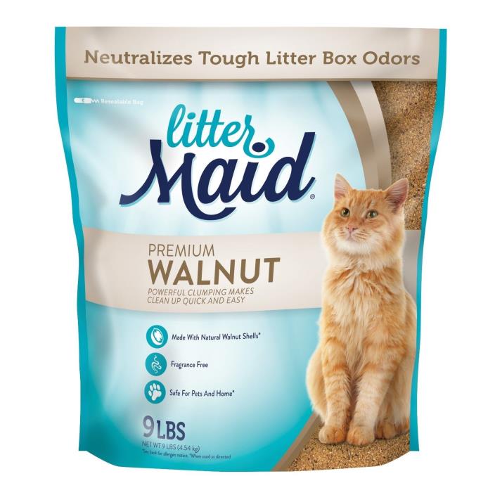 4 count Littermaid Natural Premium Walnut Clumping Cat Litter, 9-lb