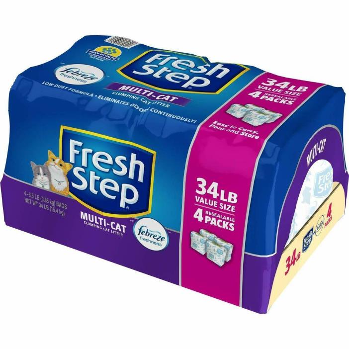 Fresh Step with The Power of Febreze, Clumping Cat Litter, 34 Pounds - Free Ship