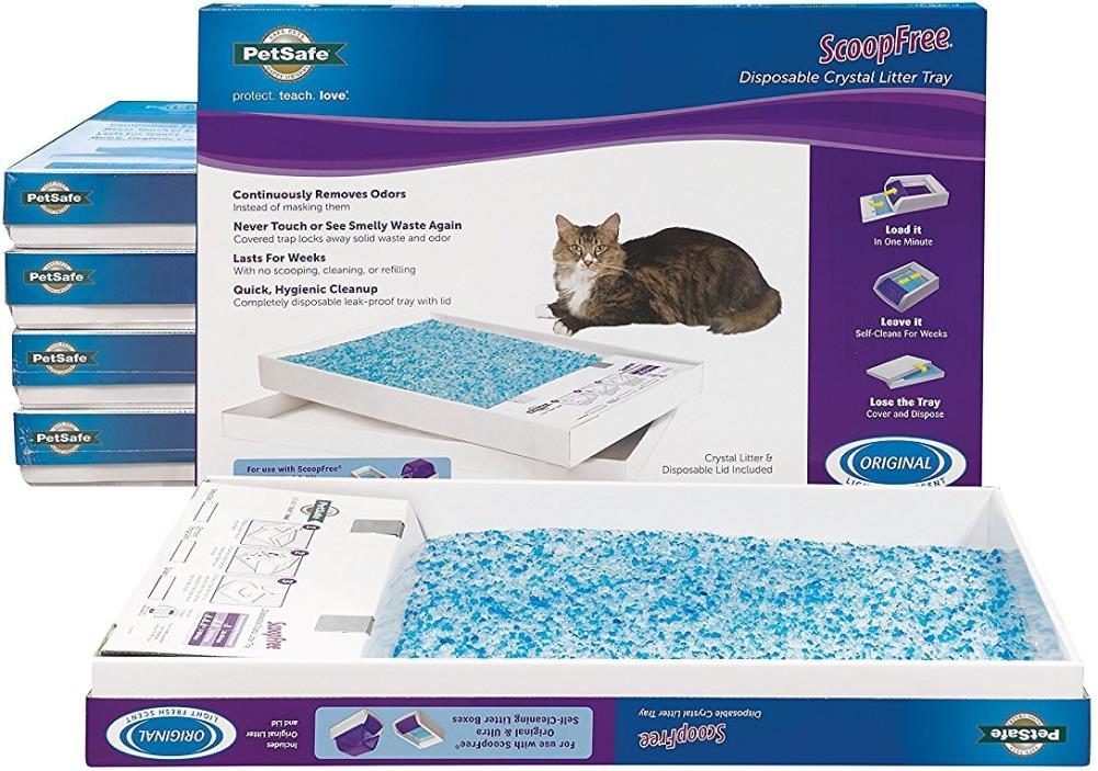 ScoopFree Cat Litter Box Tray Refills Premium Blue Non Clumping Crystal 6 Pack