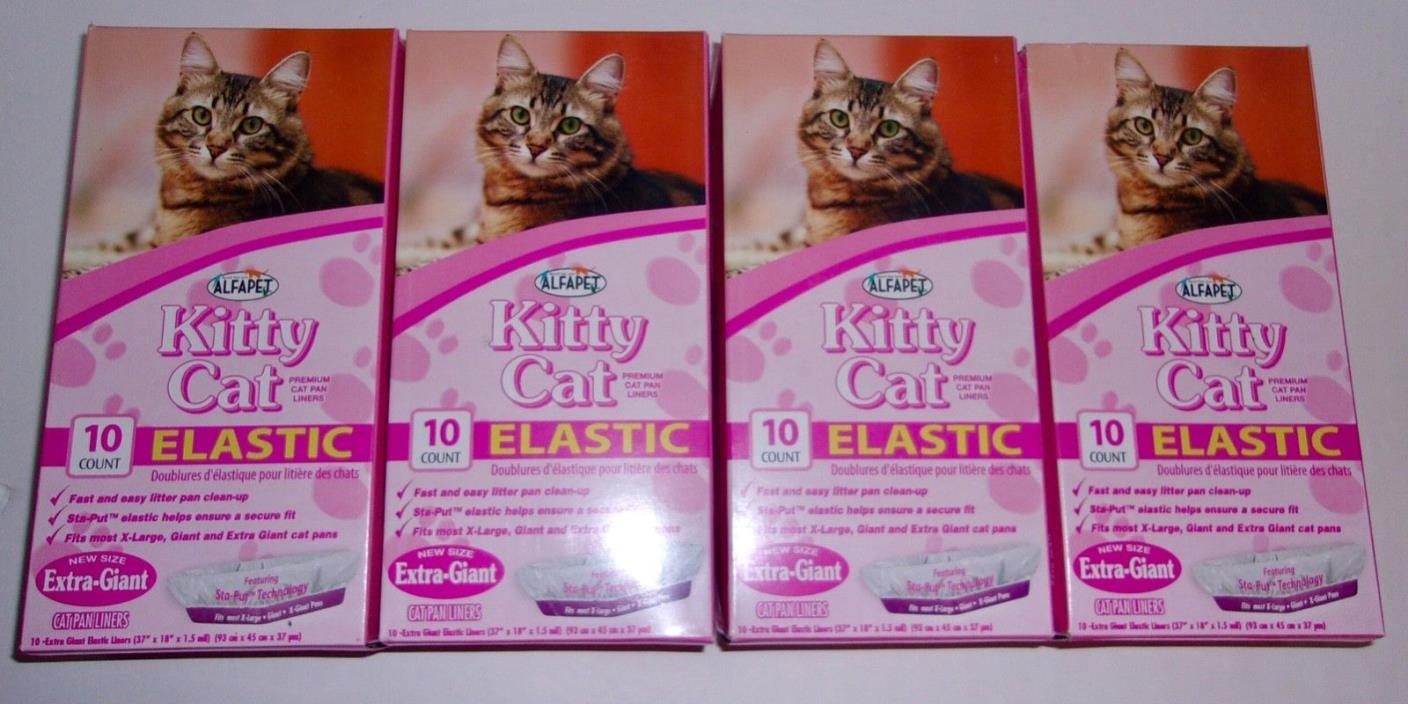 Alfapet Elastic Cat Litter Box Pan Liners Extra Giant 10 Count Boxes 4 Packs