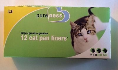 * BRAND NEW SEALED * PURENESS CAT LITTER PAN LINERS LARGE 12 PACK in BOX L2 CATS