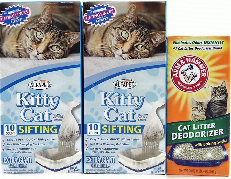 2 Boxes Sifting Litter Box Liners Alfapet and 1-20 oz Arm & Hammer Deodorizer