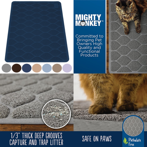 Premium Cat Litter Trapping Mats Phthalate Free Best Scatter Control LARGE & Jum