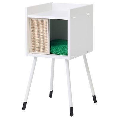 IKEA, LURVIG, Cat house on legs with pad, white, green
