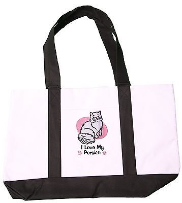 Canvas Bag Embroidered Persian Cat Beach Tote