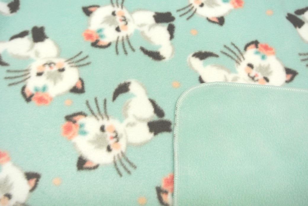Cat Kitten Flowers Pet Blanket Can Personalize Double Sided 28x22