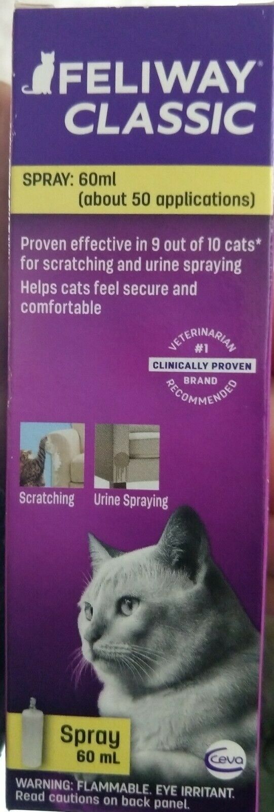 Feliway Classic Spray : 60 ml for Scratching and Urine Spraying