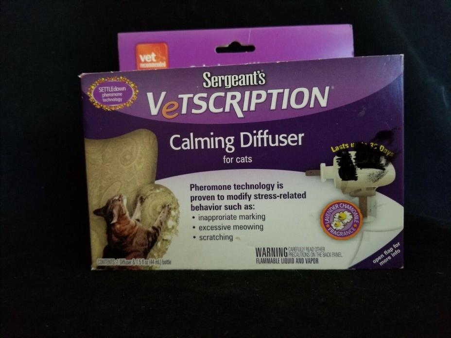 Sergeant's Vetscription Calming Diffuser For Cats Lavender Chamomile Kit New Box