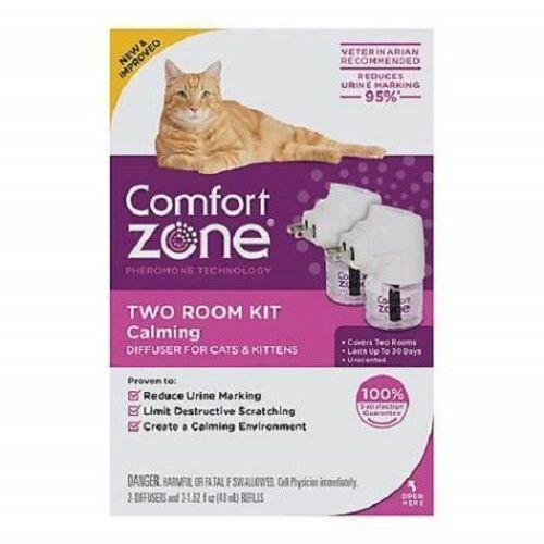 Comfort Zone Two Room Calming Diffuser Kit For Cats-NEW