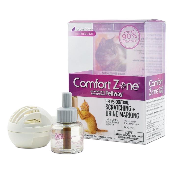 NEW! Comfort Zone Calming Pheromone Diffuser Kit for Cats & Kittens / 1 diffuser