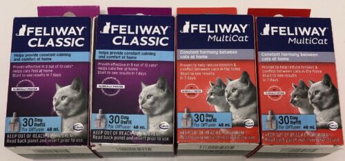 NEW! Ceva Feliway Classic & Multicat 30 Day Refills for Cats 4 Refills Diffuser