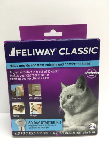 Feliway 30 Day Starter Kit for Cats Plug In Diffuser & Refill 48 ml NEW IN BOX