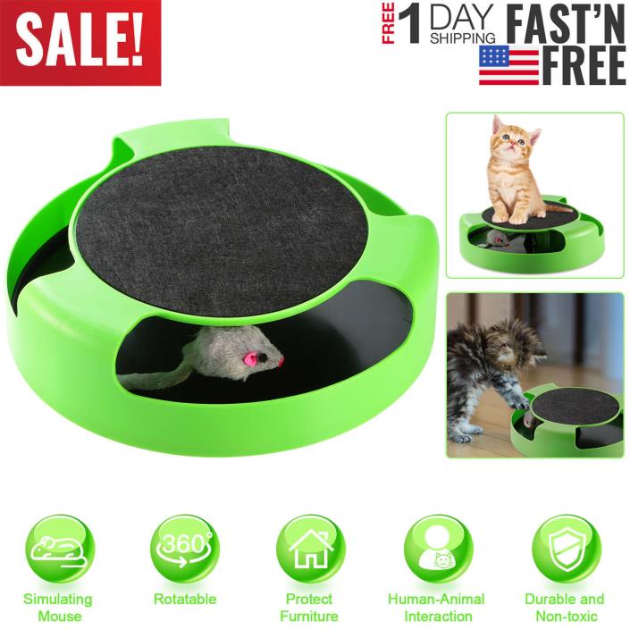 Cat Interactive Scratching Toy w/ Rotating Running Mouse Catching Plate US SHIP