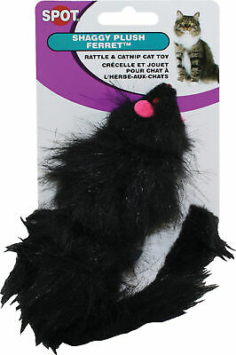 Ethical Cat-Shaggy Plush Ferret Cat Toy- Black