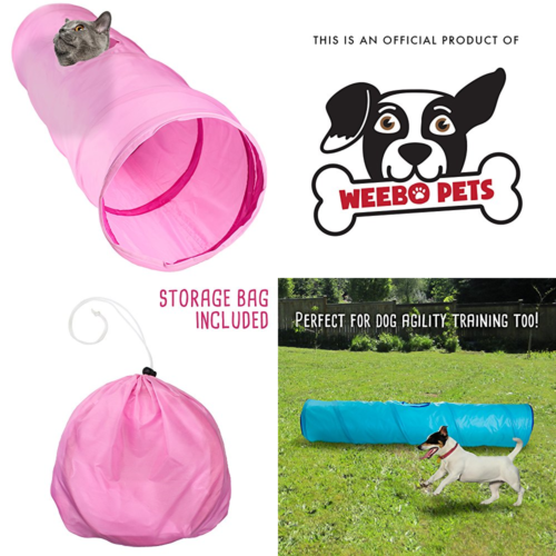 PINK Krinkle Collapsible Cat Tunnel W Peek Hole & Storage Bag By 20