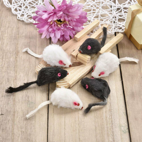 12 PCS Mouse Real Fur Mixed Loaded Toys for Kitty with Sound FALSE Toy