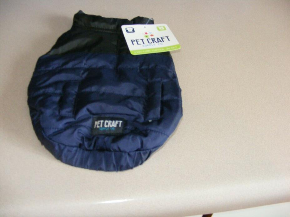 Pet Craft Supply 8982 Two-Tone Puffer Jacket For Dogs, New with Tag, Small, Navy