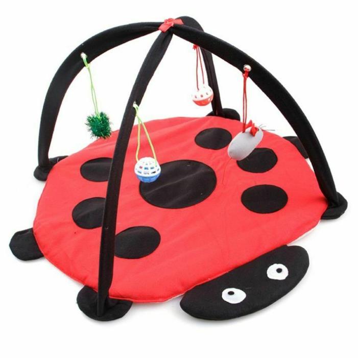 Cat Bed Playing Toys Foldable House Pet Blanket Funny Bells Hanging Tent Mat Toy