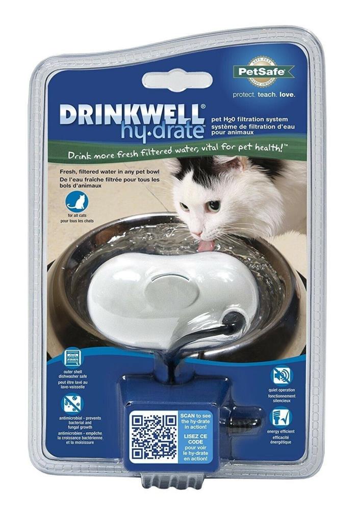 PetSafe Drinkwell Hy-Drate Cat Water Filtration System, Ice White #40668B New