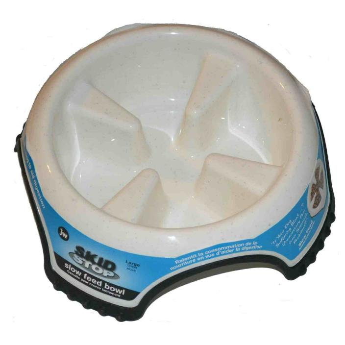 Slow Feeder Large 5 cup feed bowl for medium large size dogs White JW Pet