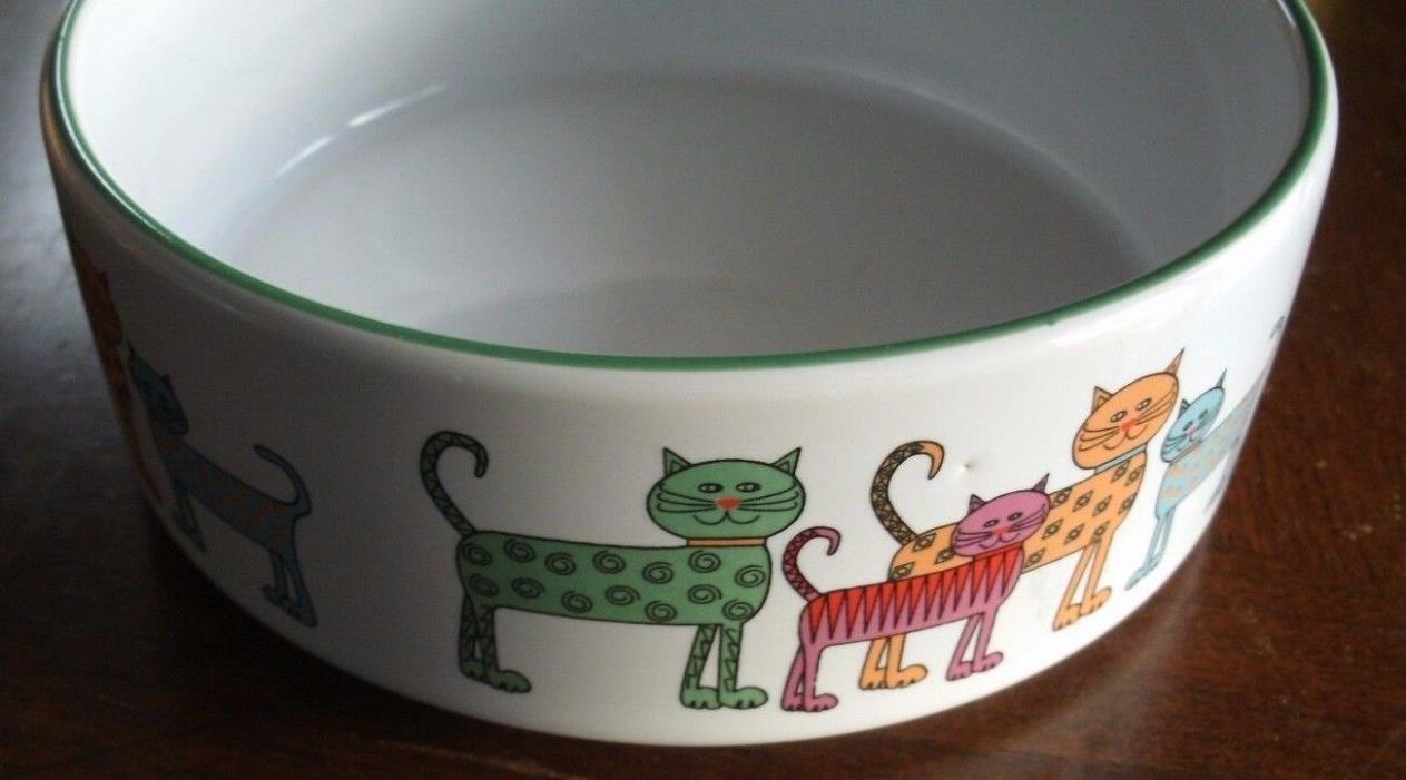 Whisker City Cat Dish Bowl White Multi Colored Cats