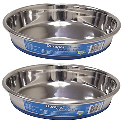 OURPQ Durapet Premium Rubber-Bonded Stainless Steel Dish 1 cup / 2 Pack