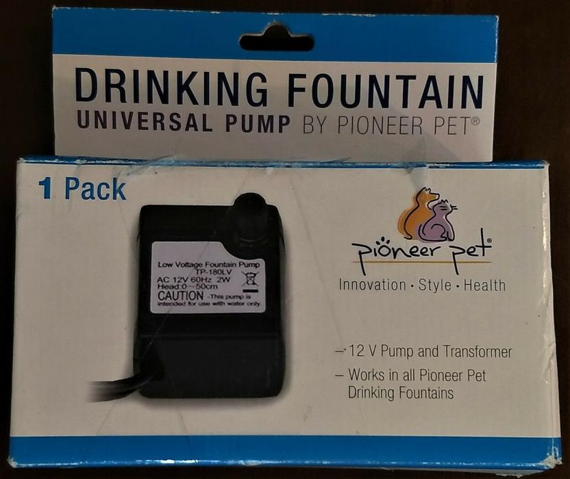 Pioneer Pet Drinking Fountain Universal Pump, New In Box -12v with Transformer
