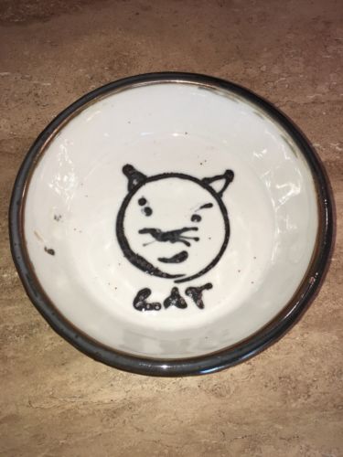 CAT/ PET FOOD BOWL DISH~CERAMIC STONEWARE  7 1/2” Wide 1 3/4” Tall