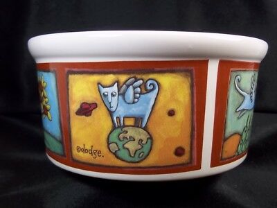 Large Cat Bowl Flight of The Blue Cat Ursula Dodge Signature Wings Flying 6 Inch