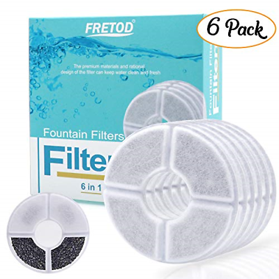 FRETOD 6 Pack Cat Fountain Filter 1.6/2L - Enhanced Filtration for 180 Days Stay