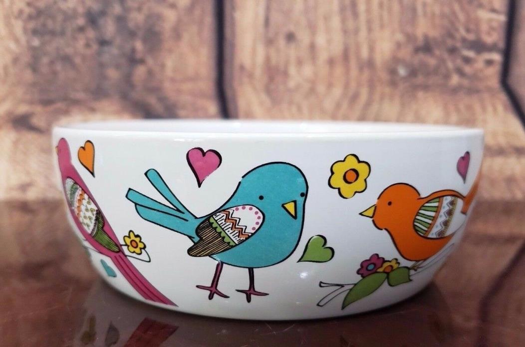 Whisker City Cat Ceramic Food Water Bowl Bird Theme