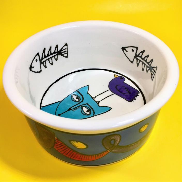 JESTER Ursula Dodge Design Stoneware Cat Kitty Food Water Large Bowl Dish