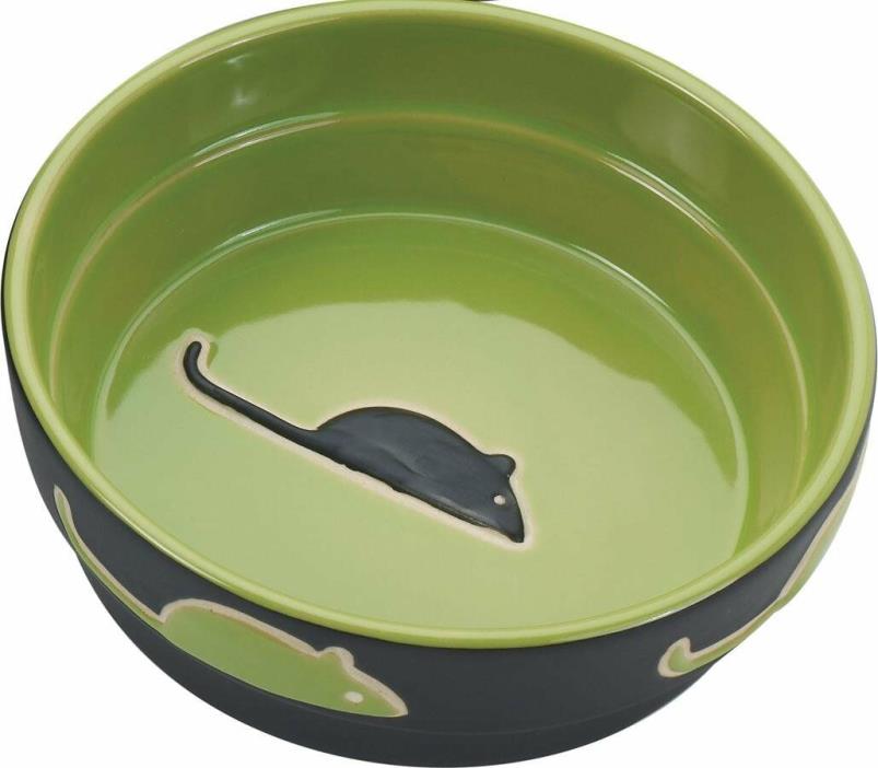 Fresco Cat Dish - Green 5 Inch Mouse Ethical Pet Products Stoneware Dish