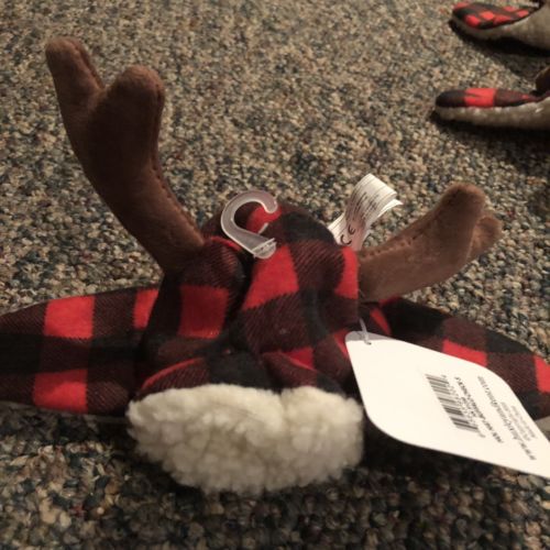 NEW Red Buffalo Check Plaid Holiday Dog Hat with Antlers by Huxley & Kent Large