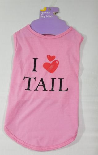 Dog Pet Shirt Pink I LOVE TAIL Graphic Pet T-Shirt Size Medium M NWT