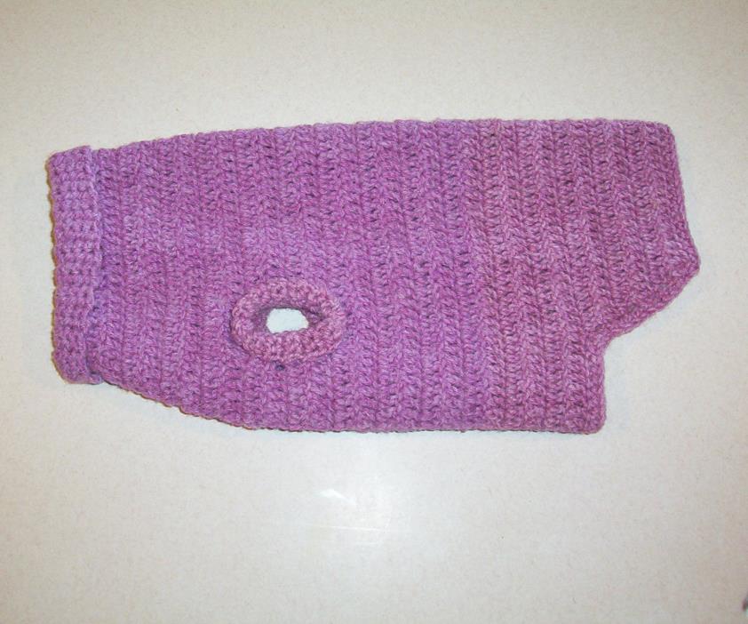 Hand Crochet Heather Mauve Dog Sweater Medium Pet