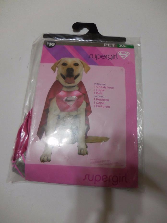 Pink Supergirl Halloween Pet Costume XL Neck to Tail 25-27in Chest 32 In