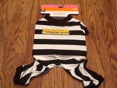 New Target Prisoner Dog Costume Halloween Very Cute XS up to 10 pounds