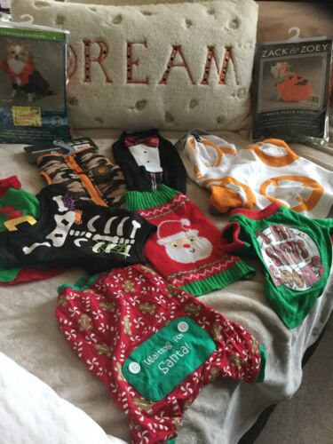 Dog Puppy Christmas Halloween BB8 Jacket Lot Of 10 Outfit Pajama Coat XS-S