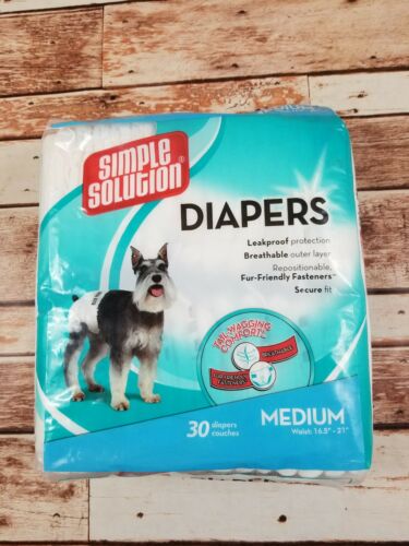 Simple Solution Size Medium 30ct White Disposable Dog Diapers for Female Dogs