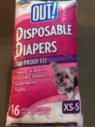 OUT! Disposable Female Dog Diapers, Multiple Sizes XS - S New