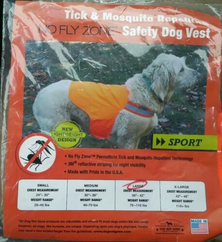 Tick and Mosquito Repelling Safety Dog Vest,large,  Dog Not Gone, Made in USA