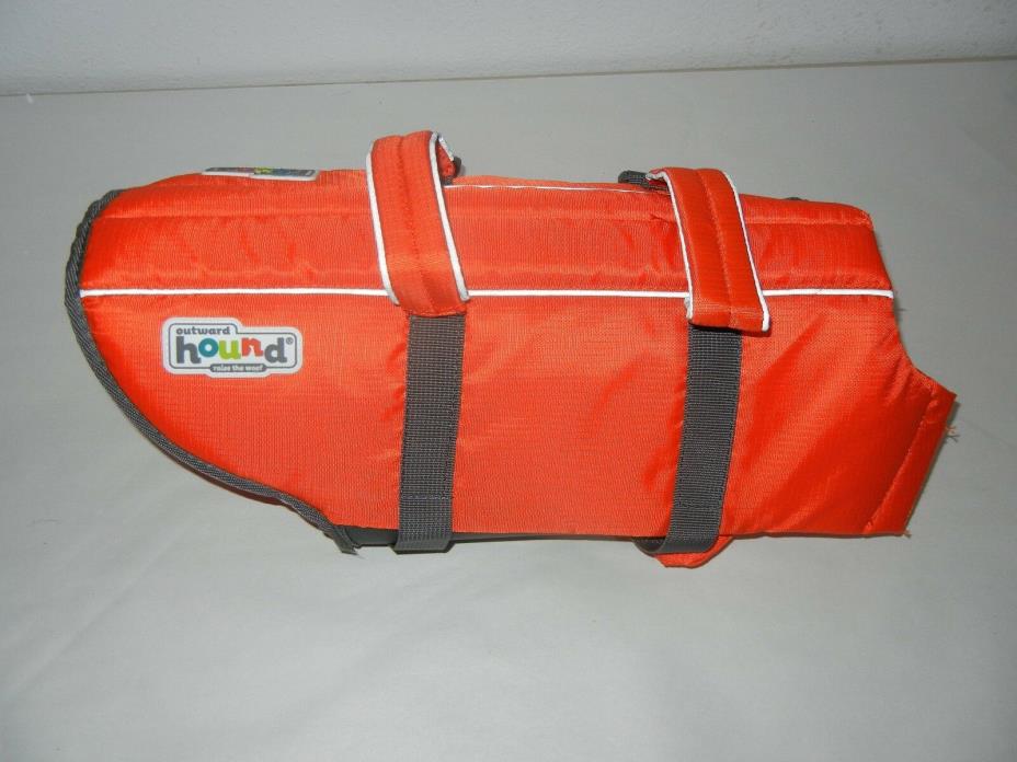 OUTWARD HOUND RIPSTOP LIFE JACKET ORANGE EASY TOP GRAB HANDLES MEDIUM SIZE