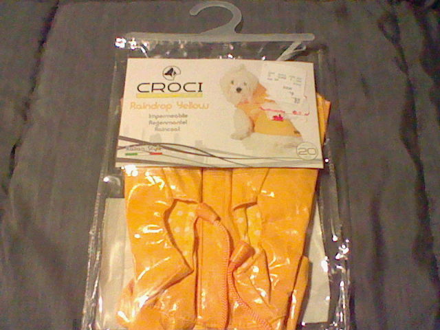 Croci Raincoat for Dogs! Raindrop Yellow Color! Italian Style!Brand New Size 20!