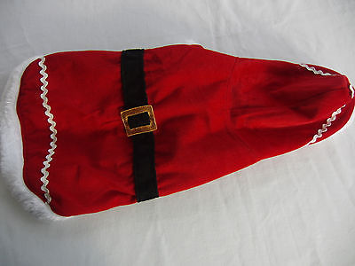 Dog Christmas Santa Suit Red & White  Vest Coat w Black Belt Hood Small
