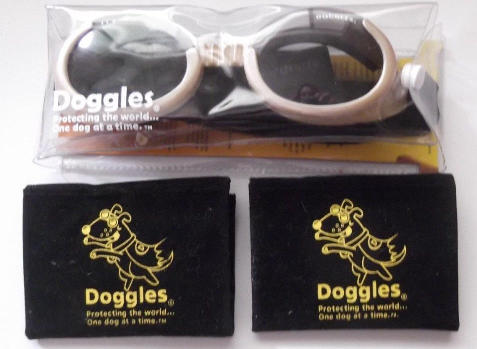 Doggles ILS Protective Eyewear for Dogs w/ 2 Pair Extra Lenses Chrome M NIP