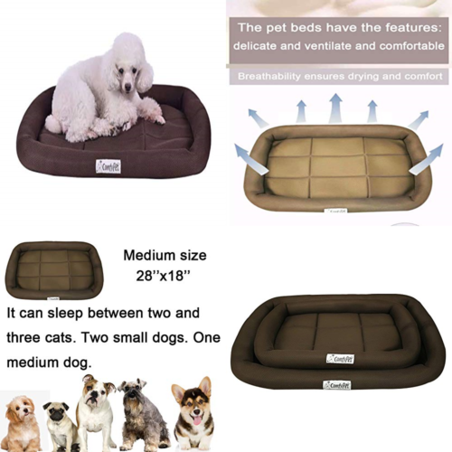 Dog Crate Bed Mat Pet Nap Bolstered Cat For MEDIUM & SMALL Dogs 28