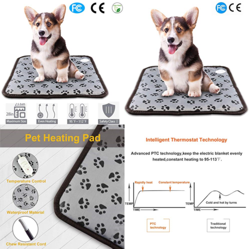 1 Pack Waterproof Pet Dog Cat Heating Pad Electric Warming Beds W Anti Bite Tube