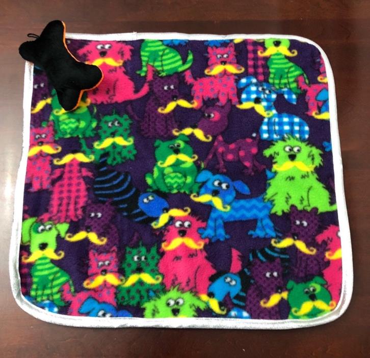 Purple Fleece Puppy Comfort Security Blanket with Dog Toy