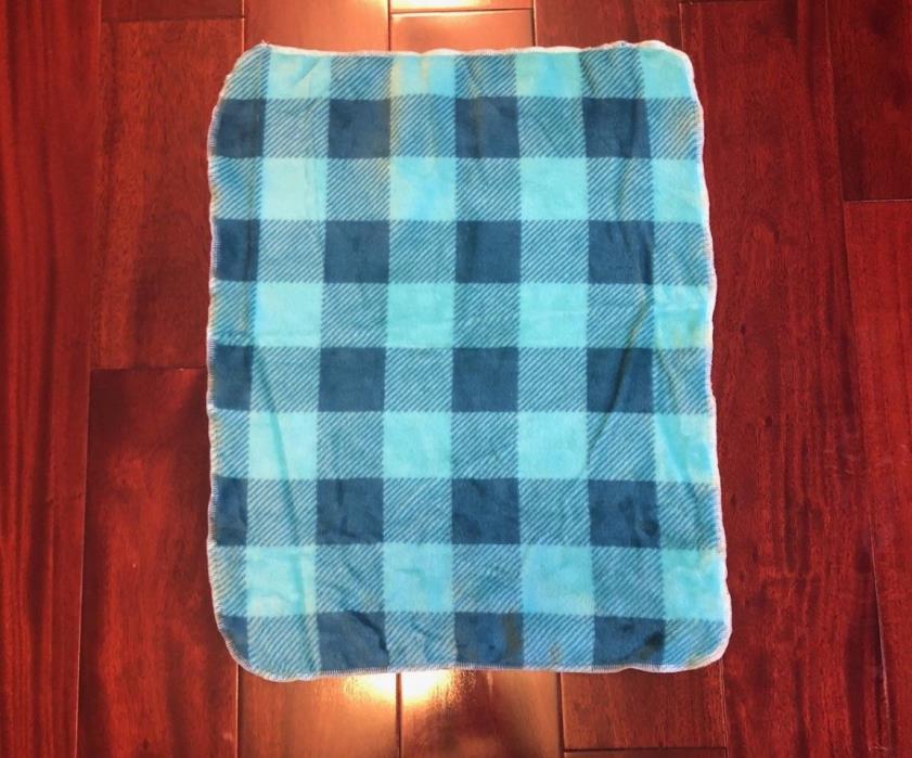 Blue Teal Plaid Fleece Puppy Comfort Security Blanket